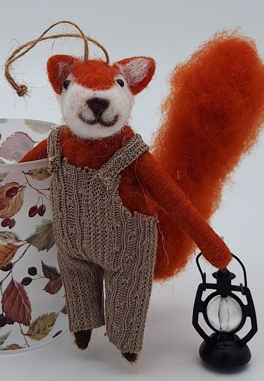 Felt Fox with Lantern Decoration
