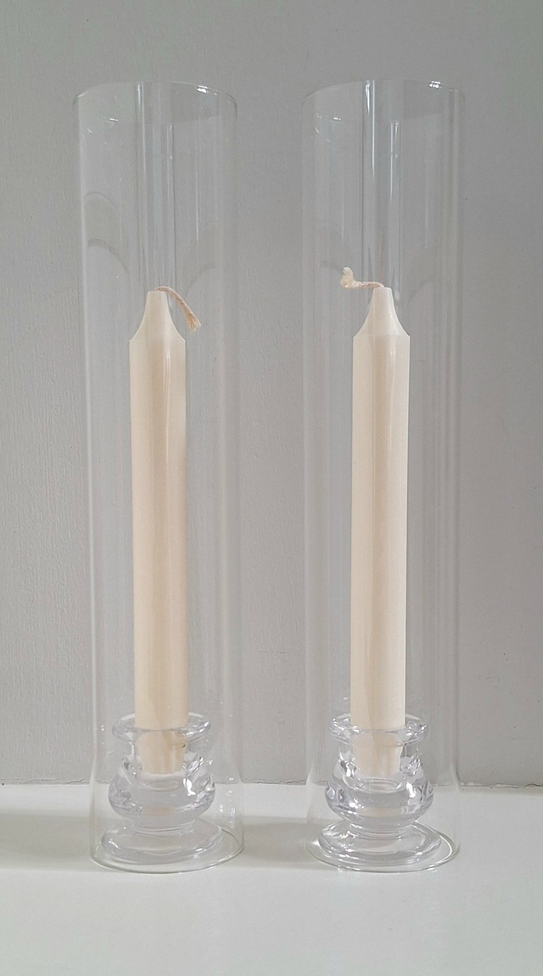 Glass Cylinder Candle Holders (Pair)