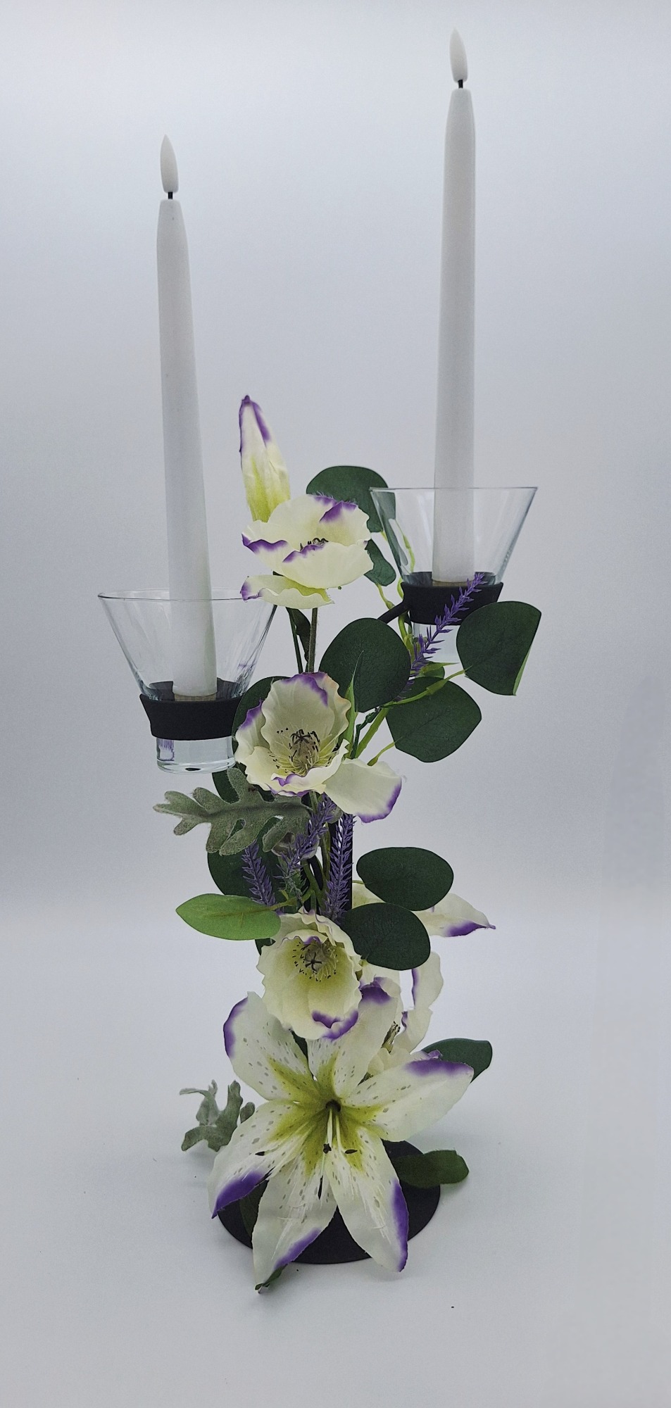 Black, White & Lilac Slim Candelabra