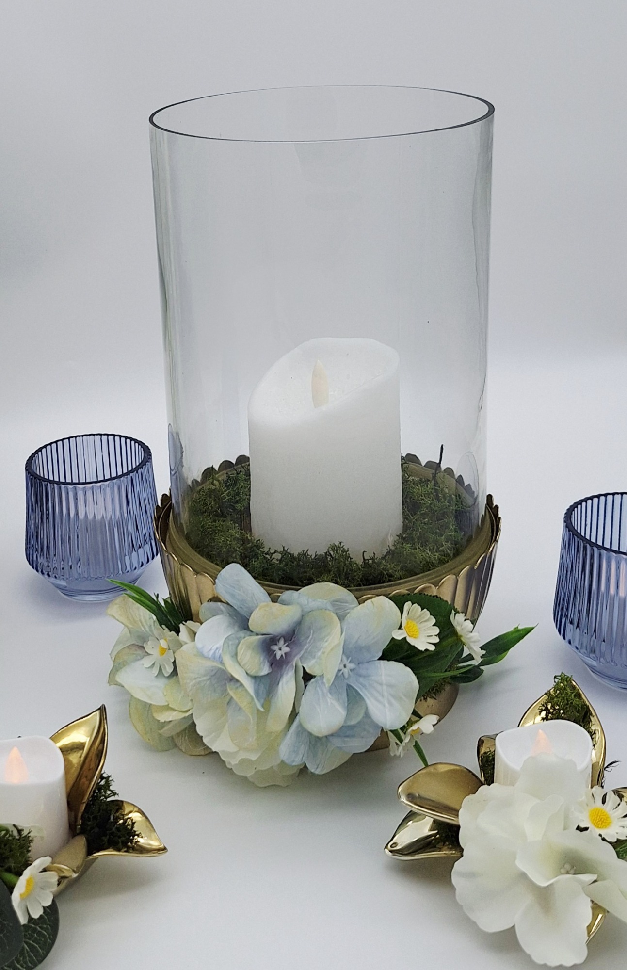 Ribbed Blue Glass Votive