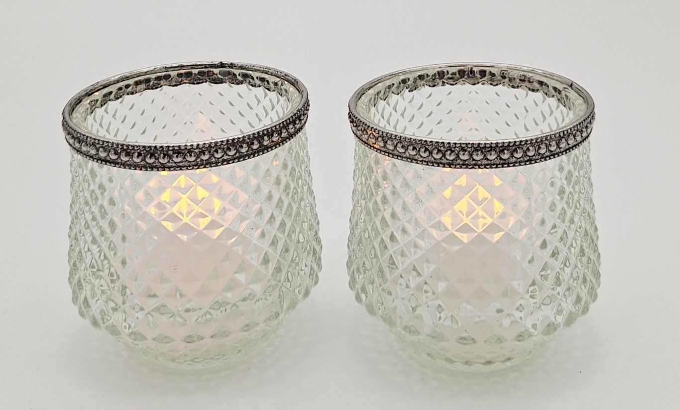 Diamond Glass Rimmed Votives
