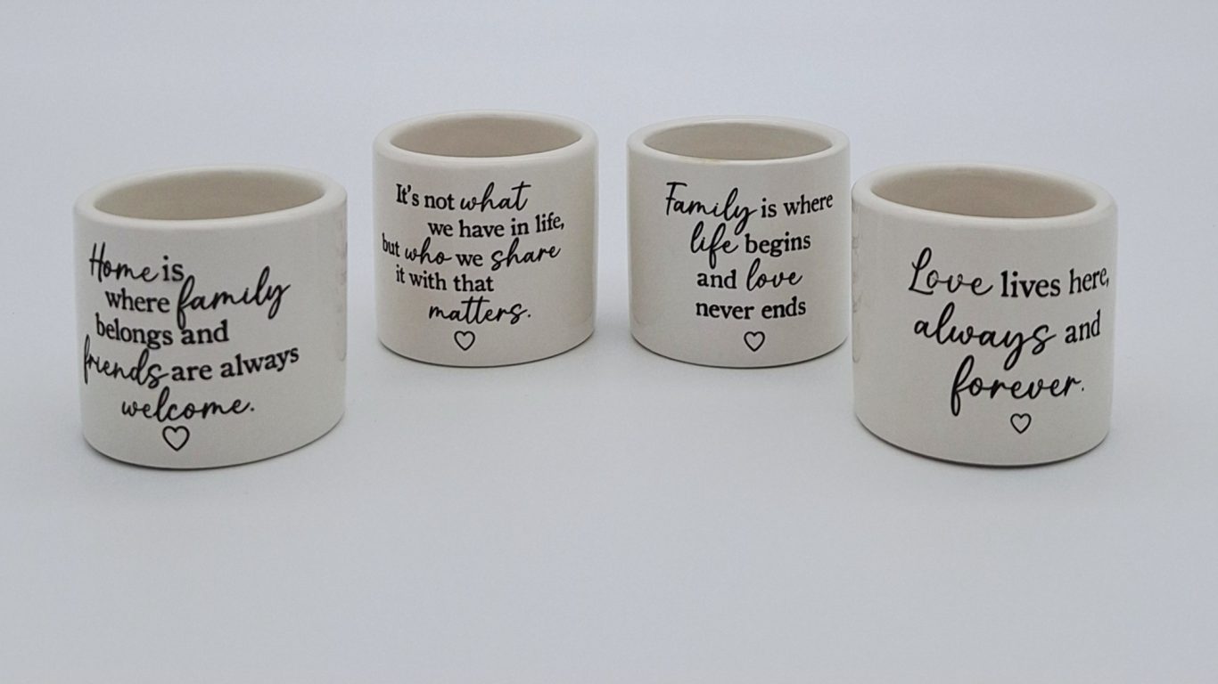 Porcelain Love and Family Candle Holders