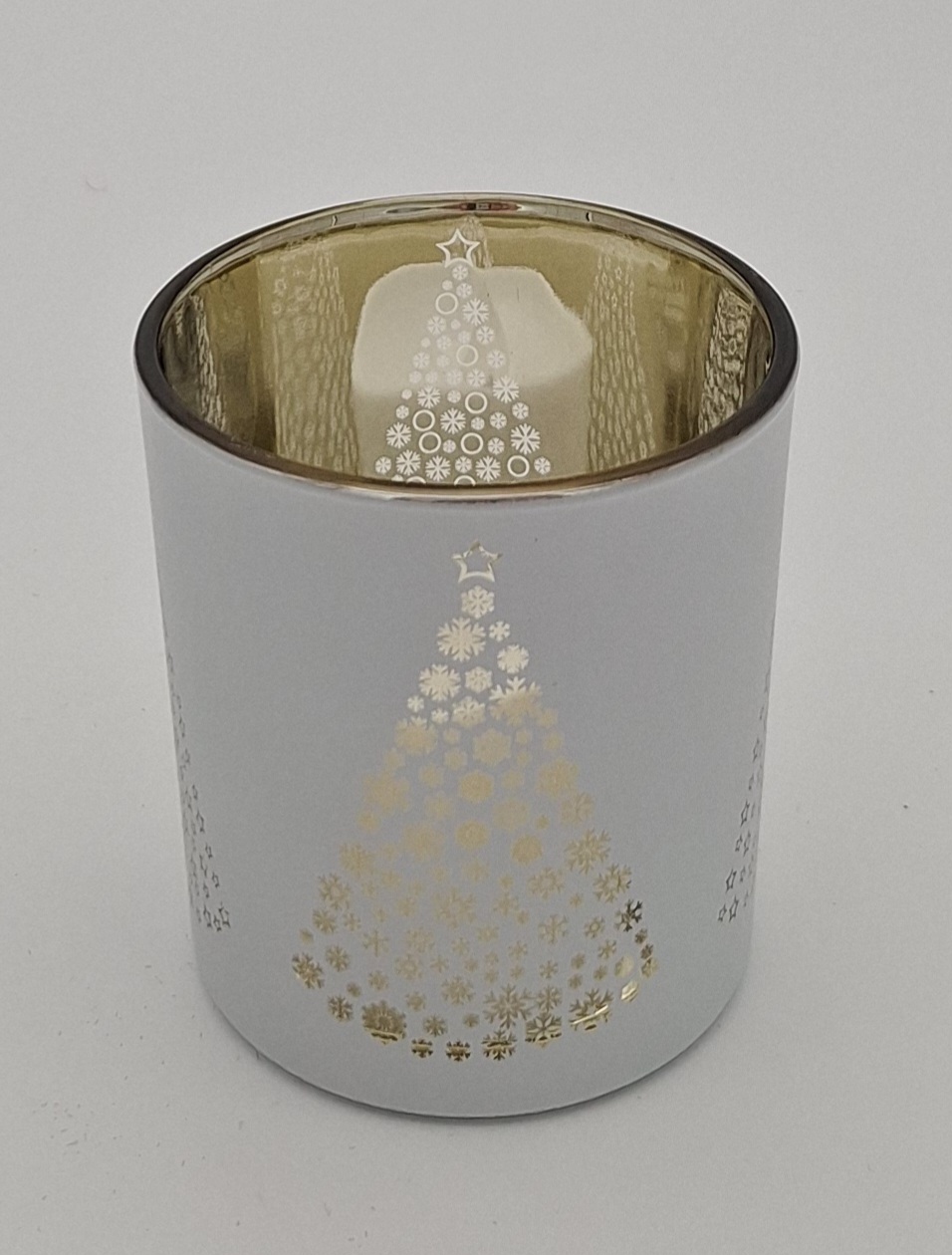 Christmas Tree White & Gold Votive