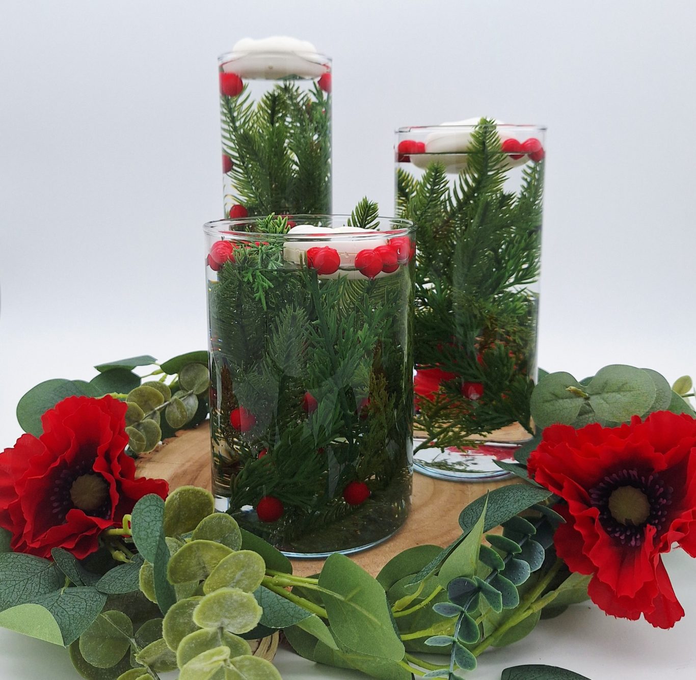 Winter Berry & Spruce Cylinder Trio