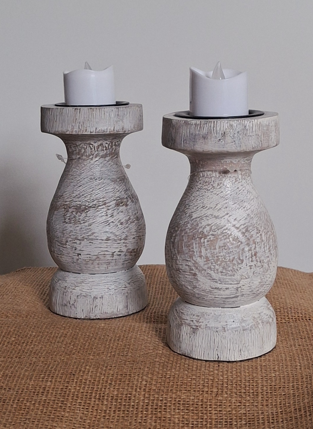 Rustic Wooden Candle Holders