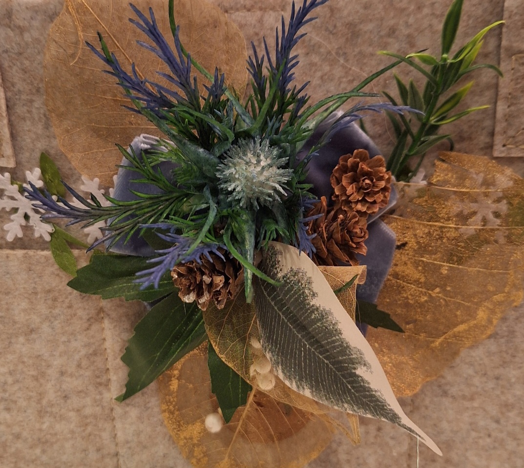 Navy/Green Festive Corsage