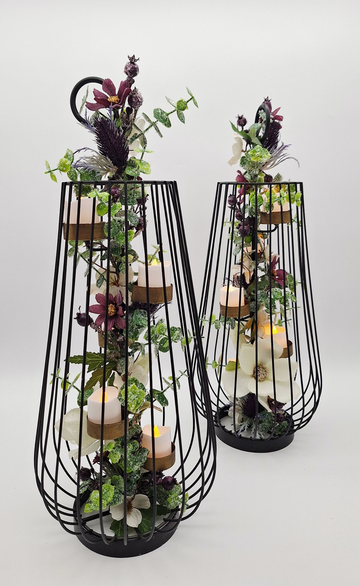 Winter Magnolia Cage Lanterns (L)