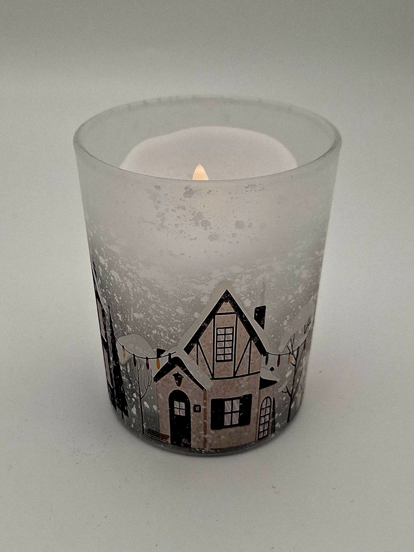 Large Frosted Festive House Votive