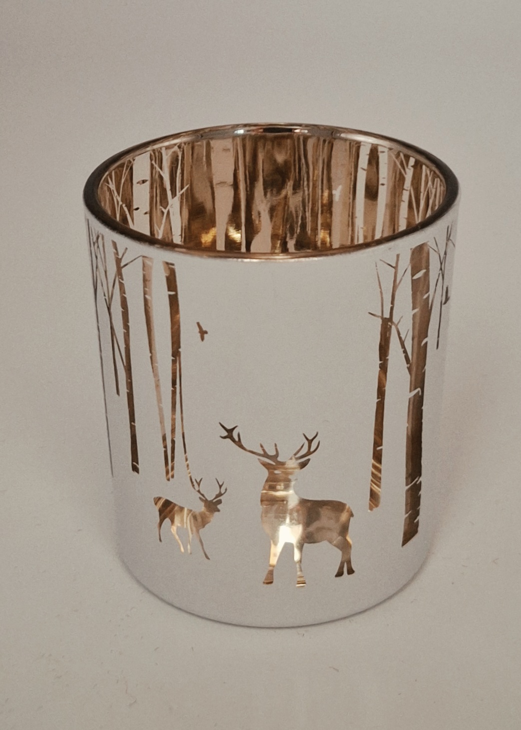 Woodland Scene White & Gold Votive