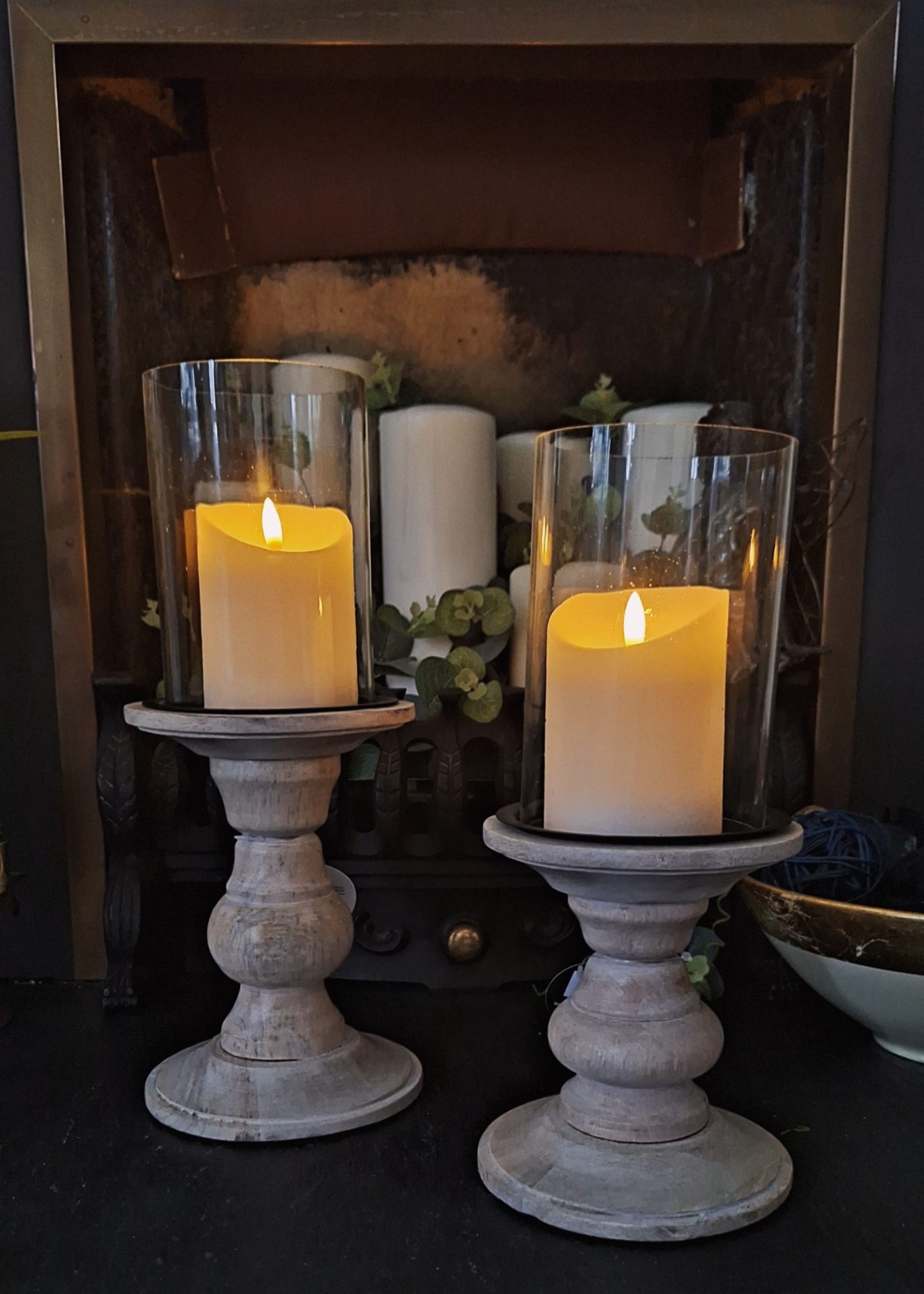 Wood & Glass Candlestick Holder Duo (M/L)